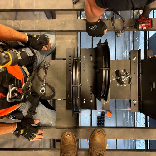 union-theater-stage-rigging-pulley-assembly union-theater-stage-rigging-pulley-assembly